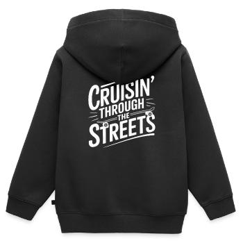 Skater Life: Downhill Longboarding Und Street - Kinder Premium Organic Zip Hoodie - Schwarz - Hinten - AI Model Kid Male (0cm)