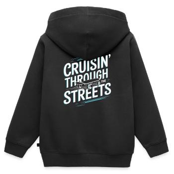 Skater Life: Downhill Longboarding Und Street - Kinder Premium Organic Zip Hoodie - Schwarz - Hinten - AI Model Kid Male (0cm)