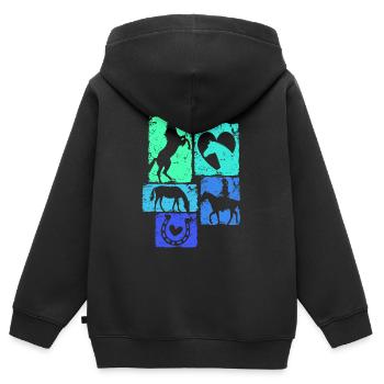 Pferdemädchen Stall Reiten Reiterin Outfit Pferde - Kinder Premium Organic Zip Hoodie - Schwarz - Hinten - AI Model Kid Male (0cm)