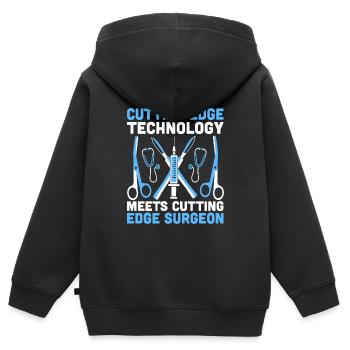 Une technologie de pointe rencontre un chirurgien de pointe - Sweat Premium à capuche zippé enfant bio - noir - Dos - AI Model Kid Male (0cm)
