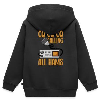 Ham Radio Amateur Radio Amateur Radio - Sweat Premium à capuche zippé enfant bio - noir - Dos - AI Model Kid Male (0cm)