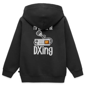 Ham Radio Amateur Radio Amateur Radio - Sweat Premium à capuche zippé enfant bio - noir - Dos - AI Model Kid Male (0cm)