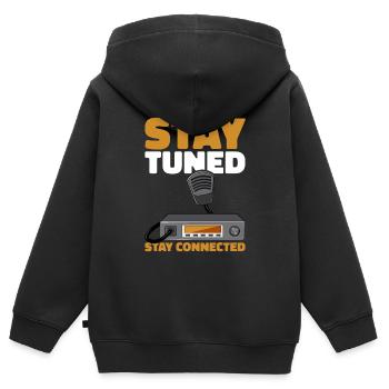 Ham Radio Amateur Radio Amateur Radio - Sweat Premium à capuche zippé enfant bio - noir - Dos - AI Model Kid Male (0cm)