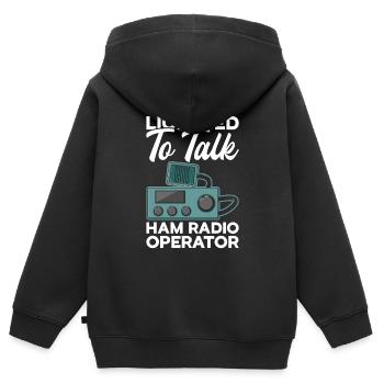 Ham Radio Amateur Radio Amateur Radio - Sweat Premium à capuche zippé enfant bio - noir - Dos - AI Model Kid Male (0cm)