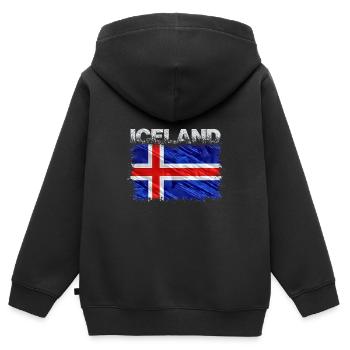 Islande - Sweat Premium à capuche zippé enfant bio - noir - Dos - AI Model Kid Male (0cm)