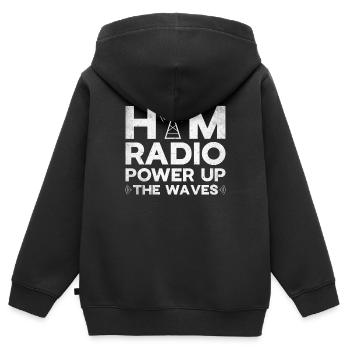Ham Radio Amateur Radio Amateur Radio - Sweat Premium à capuche zippé enfant bio - noir - Dos - AI Model Kid Male (0cm)