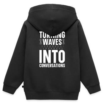 Ham Radio Amateur Radio Amateur Radio - Sweat Premium à capuche zippé enfant bio - noir - Dos - AI Model Kid Male (0cm)