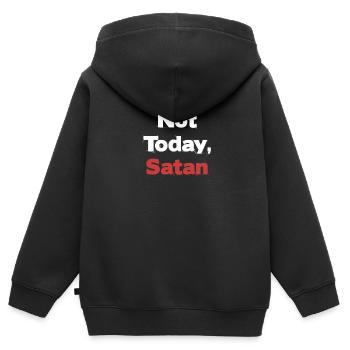 Pas aujourd’hui, Satan Antéchrist Humour Gothique - Sweat Premium à capuche zippé enfant bio - noir - Dos - AI Model Kid Male (0cm)