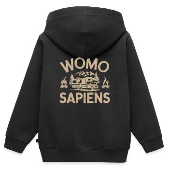Womo Sapiens - Kids Premium Organic Zip-up Hoodie - black - Back - AI Model Kid Male (0cm)