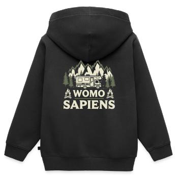 Womo Sapiens - Kids Premium Organic Zip-up Hoodie - black - Back - AI Model Kid Male (0cm)