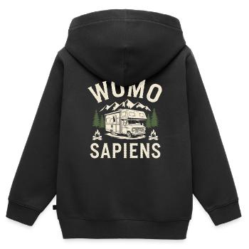 Womo Sapiens - Kids Premium Organic Zip-up Hoodie - black - Back - AI Model Kid Male (0cm)