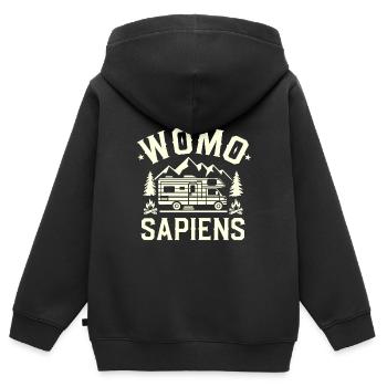 Womo Sapiens - Kids Premium Organic Zip-up Hoodie - black - Back - AI Model Kid Male (0cm)