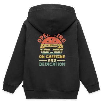 Operating On Caffeine And Dedication Surgeon Coffe - Kids Premium Organic Zip-up Hoodie - black - Back - AI Model Kid Male (0cm)