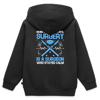 Hinter jeder erfolgreichen Operation steht ein Chirurg, der - Kinder Premium Organic Zip Hoodie - Schwarz - Hinten - AI Model Kid Male (0cm)