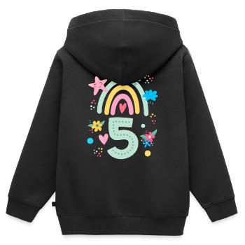 Geburtstag 5 Mädchen Regenbogen Fee Fünfter 5 Jahr - Kinder Premium Organic Zip Hoodie - Schwarz - Hinten - AI Model Kid Male (0cm)