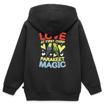 Love At First Chirp Parakeet Magic - Kinder Premium Organic Zip Hoodie - Schwarz - Hinten - AI Model Kid Male (0cm)