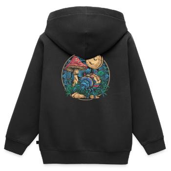 Champignons Fairycore Luna Moth - Sweat Premium à capuche zippé enfant bio - noir - Dos - AI Model Kid Male (0cm)