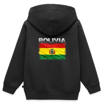 Bolivien - Kinder Premium Organic Zip Hoodie - Schwarz - Hinten - AI Model Kid Male (0cm)