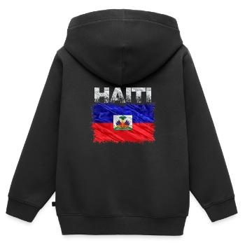 Haiti - Kinder Premium Organic Zip Hoodie - Schwarz - Hinten - AI Model Kid Male (0cm)