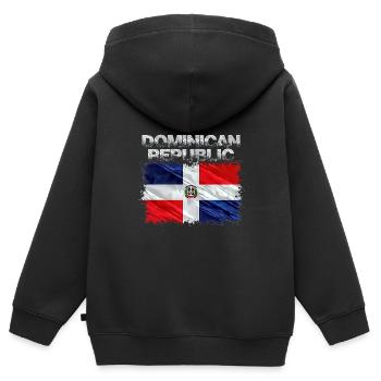 Dominikanische Republik - Kinder Premium Organic Zip Hoodie - Schwarz - Hinten - AI Model Kid Male (0cm)