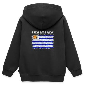 Uruguay - Sweat Premium à capuche zippé enfant bio - noir - Dos - AI Model Kid Male (0cm)