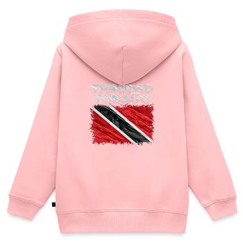 Trinité-et-Tobago - Sweat Premium à capuche zippé enfant bio - rose - Dos - AI Model Kid Female (0cm)