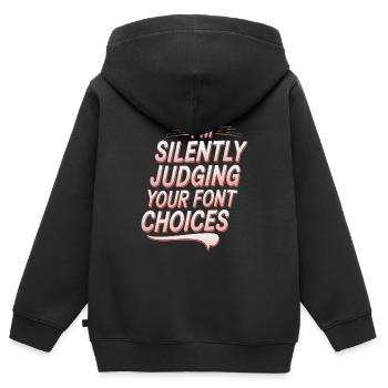 I'm Silently Judging Your Font Choices - Kinder Premium Organic Zip Hoodie - Schwarz - Hinten - AI Model Kid Male (0cm)