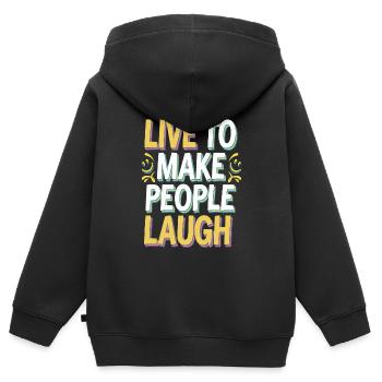 Live To Make People Laugh - Kinder Premium Organic Zip Hoodie - Schwarz - Hinten - AI Model Kid Male (0cm)