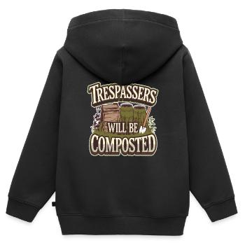 Trespassers Will Be Composted - Kinder Premium Organic Zip Hoodie - Schwarz - Hinten - AI Model Kid Male (0cm)