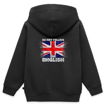 Großbritannien - Kinder Premium Organic Zip Hoodie - Schwarz - Hinten - AI Model Kid Male (0cm)