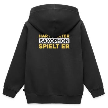 Saxophon Saxofon - Kinder Premium Organic Zip Hoodie - Schwarz - Hinten - AI Model Kid Male (0cm)