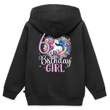 Geburtstag 6 Einhorn Sechster Geburtstag Mädchen 6 - Kinder Premium Organic Zip Hoodie - Schwarz - Hinten - AI Model Kid Male (0cm)