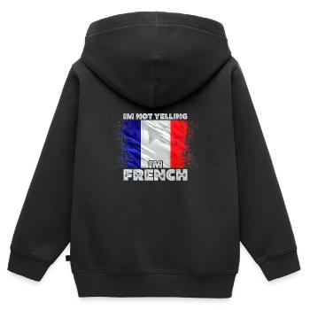 France - Sweat Premium à capuche zippé enfant bio - noir - Dos - AI Model Kid Male (0cm)