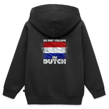 Pays-Bas - Sweat Premium à capuche zippé enfant bio - noir - Dos - AI Model Kid Male (0cm)