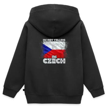 Tchéquie - Sweat Premium à capuche zippé enfant bio - noir - Dos - AI Model Kid Male (0cm)