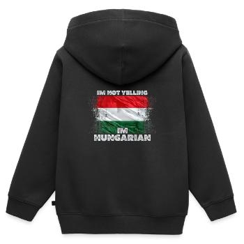 Ungarn - Kinder Premium Organic Zip Hoodie - Schwarz - Hinten - AI Model Kid Male (0cm)