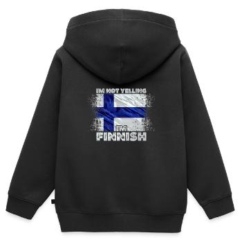 Finlande - Sweat Premium à capuche zippé enfant bio - noir - Dos - AI Model Kid Male (0cm)