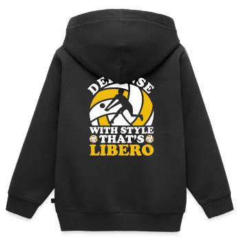 Volleyball Libero - Kinder Premium Organic Zip Hoodie - Schwarz - Hinten - AI Model Kid Male (0cm)