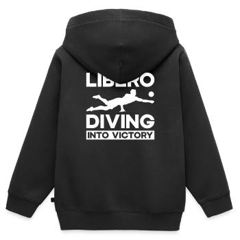 Volleyball Libero - Kinder Premium Organic Zip Hoodie - Schwarz - Hinten - AI Model Kid Male (0cm)