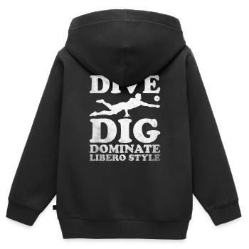 Volleyball Libero - Kinder Premium Organic Zip Hoodie - Schwarz - Hinten - AI Model Kid Male (0cm)