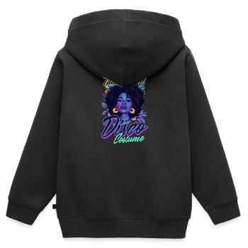 Das ist mein 70er Jahre Kostüm - Kinder Premium Organic Zip Hoodie - Schwarz - Hinten - AI Model Kid Male (0cm)