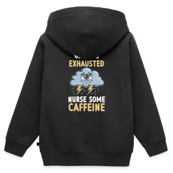 Erschöpfung und Burnout bei Überarbeiteten - Kinder Premium Organic Zip Hoodie - Schwarz - Hinten - AI Model Kid Male (0cm)