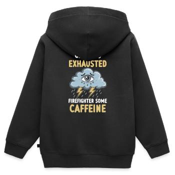 Erschöpfung Und Burnout Feuerwehrhelden - Kinder Premium Organic Zip Hoodie - Schwarz - Hinten - AI Model Kid Male (0cm)