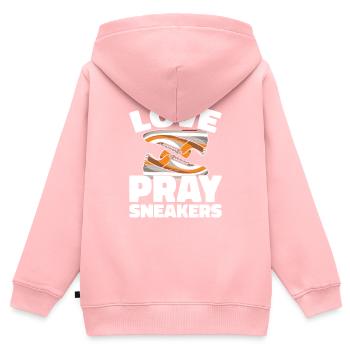 Baskets Christian - Sweat Premium à capuche zippé enfant bio - rose - Dos - AI Model Kid Female (0cm)