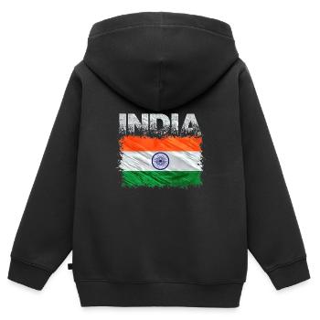Inde - Sweat Premium à capuche zippé enfant bio - noir - Dos - AI Model Kid Male (0cm)