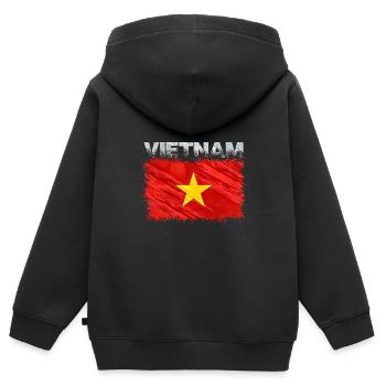 Vietnam - Kinder Premium Organic Zip Hoodie - Schwarz - Hinten - AI Model Kid Male (0cm)