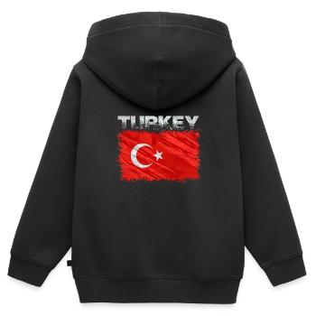 Turkey - Kids Premium Organic Zip-up Hoodie - black - Back - AI Model Kid Male (0cm)