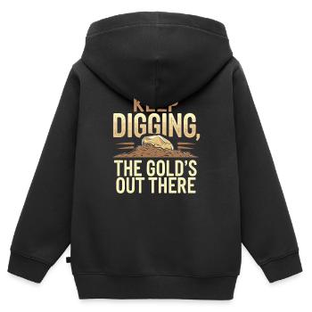 Goldrausch Abenteuer Goldsucher Schatzsuche - Kinder Premium Organic Zip Hoodie - Schwarz - Hinten - AI Model Kid Male (0cm)