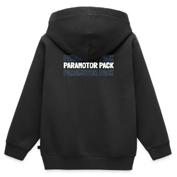 Paramotor Gleitschirmfliegen - Kinder Premium Organic Zip Hoodie - Schwarz - Hinten - AI Model Kid Male (0cm)