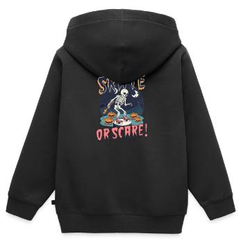 Halloween Eishockey Schlittschuh oder Schrecken! - Kinder Premium Organic Zip Hoodie - Schwarz - Hinten - AI Model Kid Male (0cm)